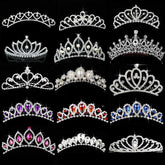 Princess Crown Birthday Gift Wedding Silver Crystal Floral Bridal Head Crown - Acapparelstore